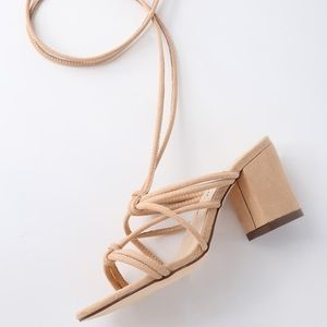 ISO! So Me Abbie Nude Suede Lace Up Heels